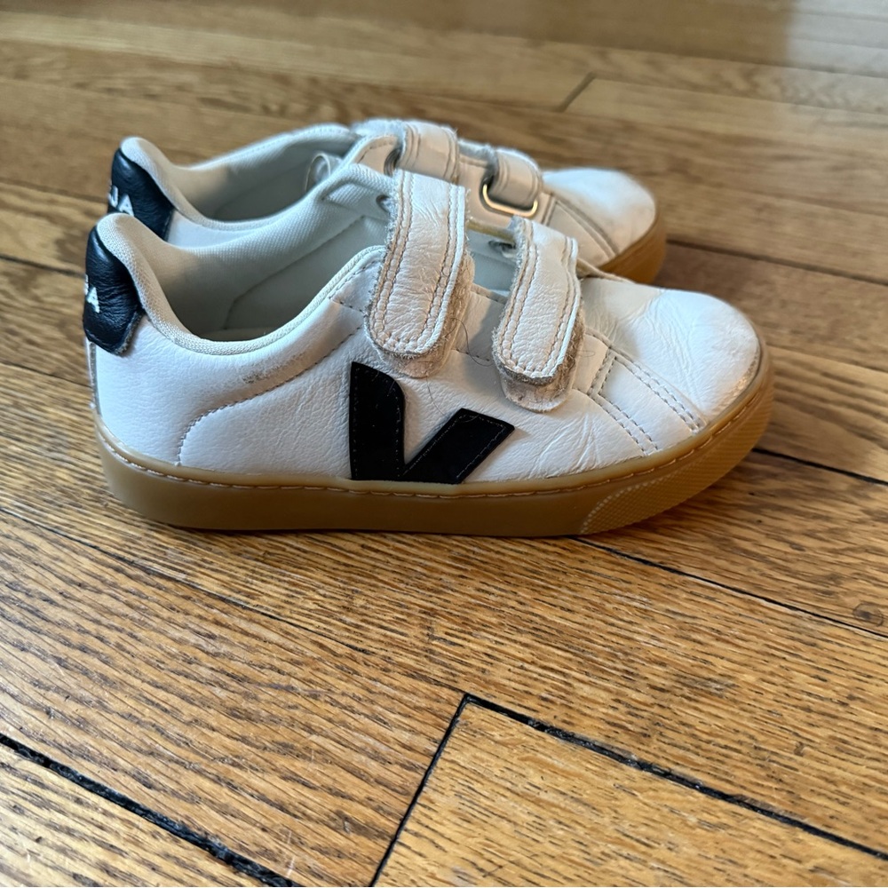 Veja Kids White and Black Sneakers - Size 12.5